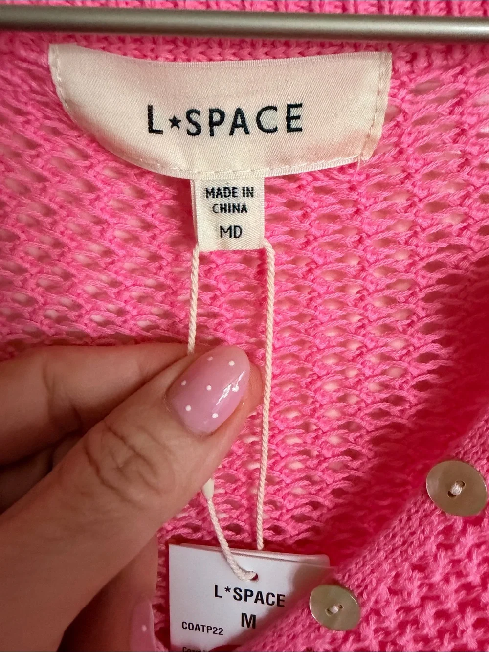 L*Space “Coast is Clear” Knit Mesh Coverup Top Pink M